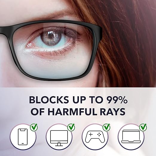 Photo 1 of Stylish Blue Light Blocking Glasses for Women or Men - Ease Computer and Digital Eye Strain, Dry Eyes, Headaches Blurry Vision Instantly Blocks Glare from Computers Phone Screens 
