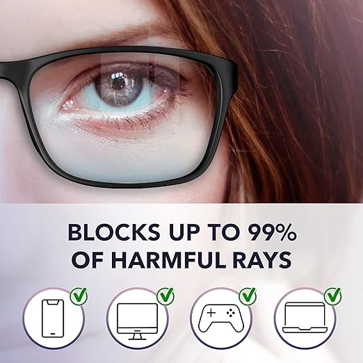 Photo 1 of Stylish Blue Light Blocking Glasses for Women or Men - Ease Computer and Digital Eye Strain, Dry Eyes, Headaches Blurry Vision Instantly Blocks Glare from Computers Phone Screens
