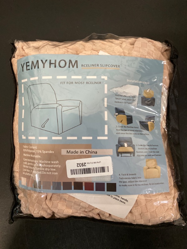Photo 4 of YEMYHOM 4 Pieces Stretch Recliner Slipcover Latest Jacquard Recliner Chair Cover with Side Pocket Anti-Slip Fitted Recliner Cover Couch Furniture Protector with Elastic Bottom (Recliner, Beige)- ITEM MAY BE USED 

