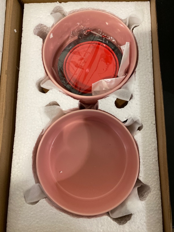 Photo 3 of Ihoming Dog Bowls, Cats Ceramic Food and Water Bowls Set, 3.5 Cups X 2, Indoors Pink Pet Bowls with Wood Stand
