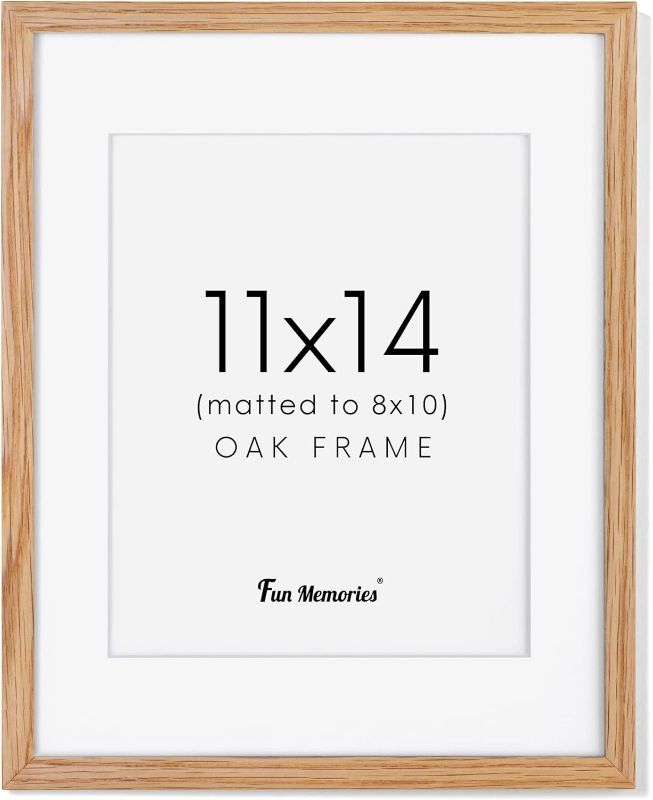 Photo 1 of 11x14 Picture Frame, 11 x 14 Solid Oak Wood Picture Frame with Real Glass, 11"x14" Wood Frames for Wall Display 8x10 Picture with Mat or 11x14 Picture without Mat, 11x14 Poster frame Art Frame
