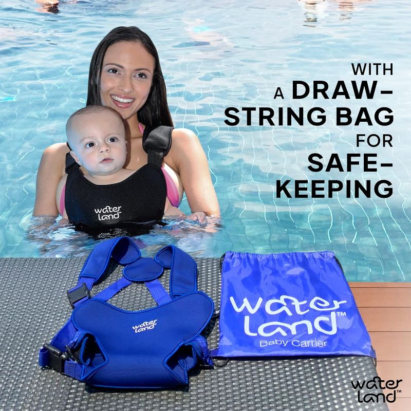 Photo 2 of WaterLand Baby Carrier - Innovative Carrier You Can Use Both in Water & Land - Waterproof Infant Chest Holder with Adjustable Straps, Lightweight Toddler Harness for Pool, Beach & Snow (Pacific Blue)-ITEM MAY BE USED 

