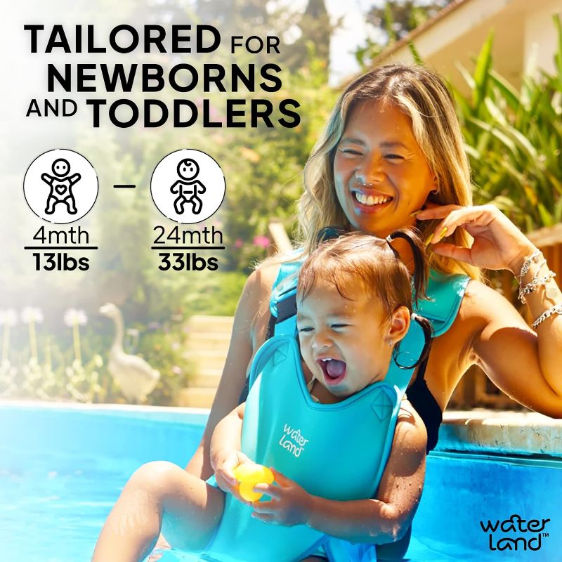 Photo 3 of WaterLand Baby Carrier - Innovative Carrier You Can Use Both in Water & Land - Waterproof Infant Chest Holder with Adjustable Straps, Lightweight Toddler Harness for Pool, Beach & Snow (Pacific Blue)-ITEM MAY BE USED 


