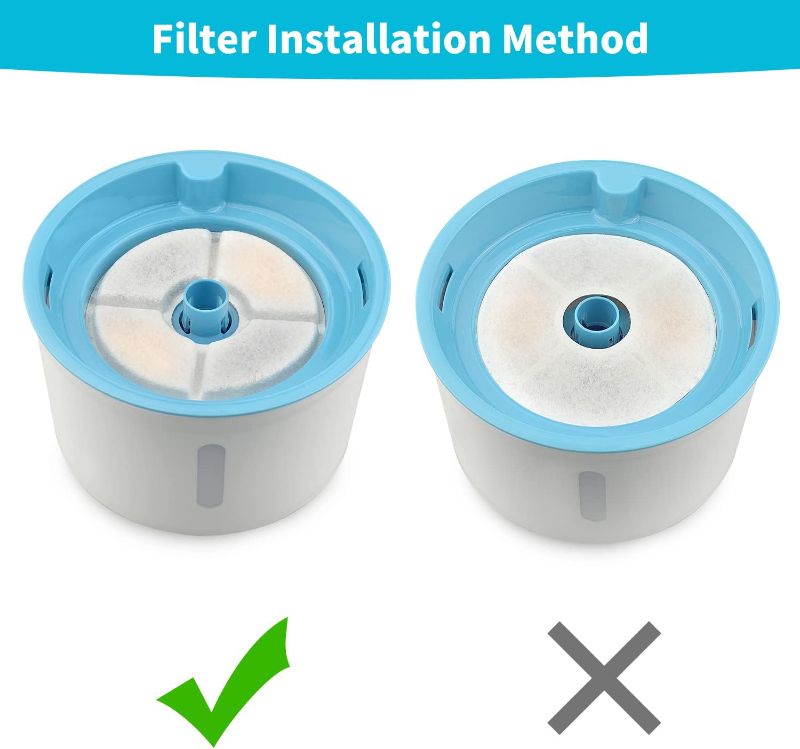Photo 2 of Cat Water Fountain Filter,Cat Fountain Filters Replacement Filters for 81oz/2.4L Automatic Pet Water Fountain Dispenser,Cotton Activated Carbon Water Fountain Filter and Foam Filter (Round 2 PC Pack)
