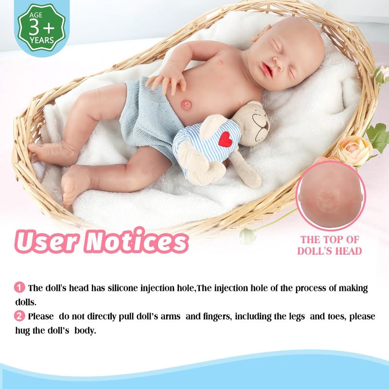 Photo 2 of Vollence 12" Full Silicone Babies Dolls Not Vinyl Dolls Anatomically Correct Lifelike Newborn Silicone Baby Dolls Stress Relief Anti-Stress Toys for...
