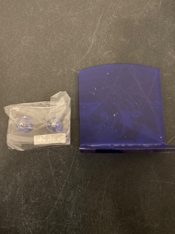 Photo 1 of AOFETE Translucent Blue Wall Shelf Speaker Stand, Acrylic Floating Wall Shelves Easily Expand Wall Space Small Display Shelf for Webcam,Speaker,Cell Phone,Mesh Router,Action Figures with Cable Clips (Translucent Blue)
