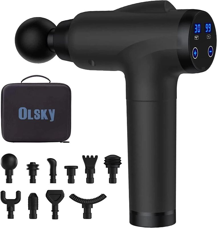 Photo 1 of Massage Gun Deep Tissue, Handheld Electric Muscle Back Massager, High Intensity Percussion Massagers Device for Pain Relief with 10 Attachments & 30 Speed(Black)-ITEM IS NEW BUT MAY BE MISSING PARTS

