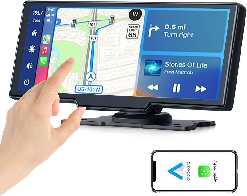 Photo 1 of Wireless Apple Carplay Car Stereo GPS Navigation, 10 Inch Touch Car Play Screen Audio Car Radio Receiver with Android Auto, Bluetooth, Siri/Google Assistant, Multimedia Player-ITEM IS NEW BUT MAY BE MISSING PARTS

