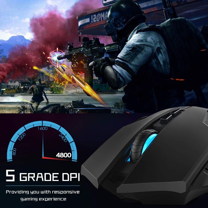Photo 2 of TECKNET Wireless Gaming Mouse, 4800 DPI Wireless Computer Mouse with 8 Buttons, 2.4 Ghz Ergonomic PC Gaming Cordless Mouse for PC/Mac/Laptop
