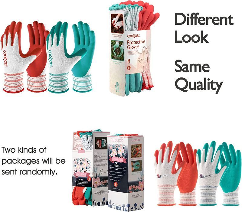 Photo 2 of COOLJOB Gardening Gloves for Women and Ladies, 6 Pairs Breathable Rubber Coated Yard Garden Gloves, Outdoor Protective Work Gloves with Grip, Medium Size Fits Most, Red & Green
