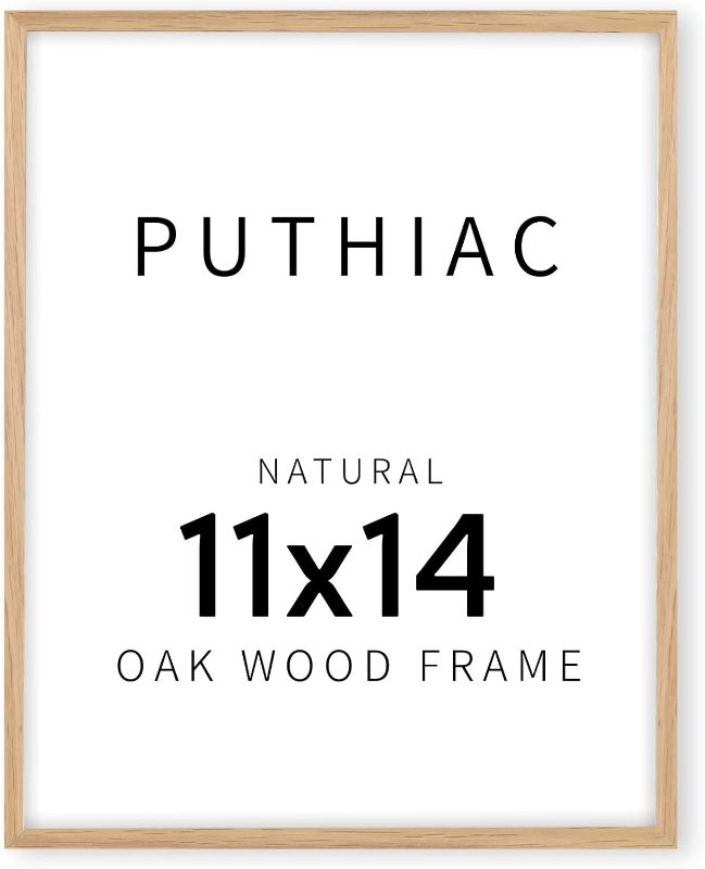 Photo 1 of 11x14 Oak Wood Picture Frame - Minimalist 11x14 Poster Frame, 11"x14" Frame Wood, Natural Solid Wooden Picture Frames for Wall Art Photo and Prints (Set of 1)
