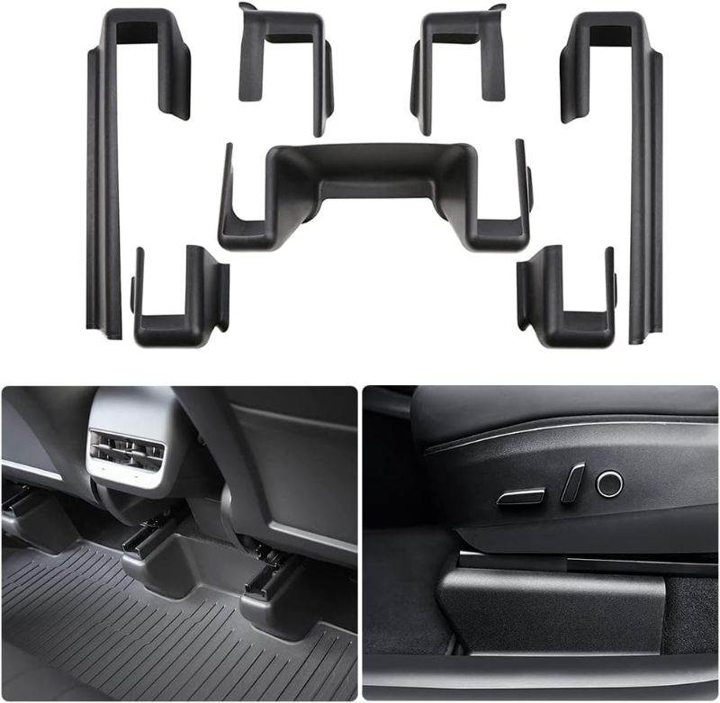 Photo 1 of Topfit for Tesla Model Y Underseat Protector ABS 2nd Row Kick Cover Under Seat Slide Fleece Protector Accessories - Pack of 7
