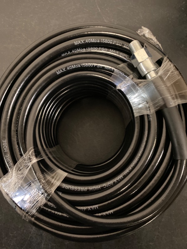 Photo 4 of Selkie Pressure Washer Sewer Jetter Kit - 100Ft Hydro Drain Jetter Cleaner Hose, Corner, Rotating and Button Nose Sewer Jetting Nozzle Waterproof Tape,Orifice 4.0 4.5,1/4 Inch NPT,5800 PSI-    ITEM IS NEW BUT MAY BE MISSING PARTS
