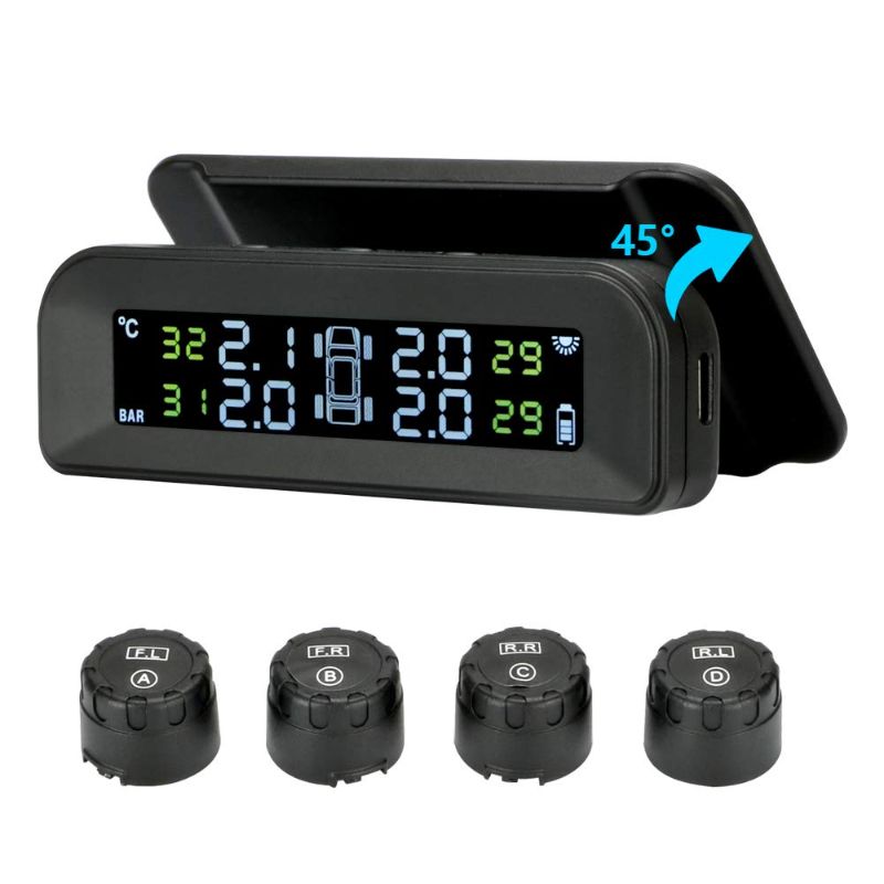 Photo 1 of Tire Pressure Monitoring System Wireless Solar TPMS, Tire Pressure Monitor Installed on Windowshield with 4 External Sensors Real-time Display Temperature Pressure 22-87 PSI for Car RV SUV MPV Sedan-ITEM IS NEW BUT MAY BE MISSING PARTS

