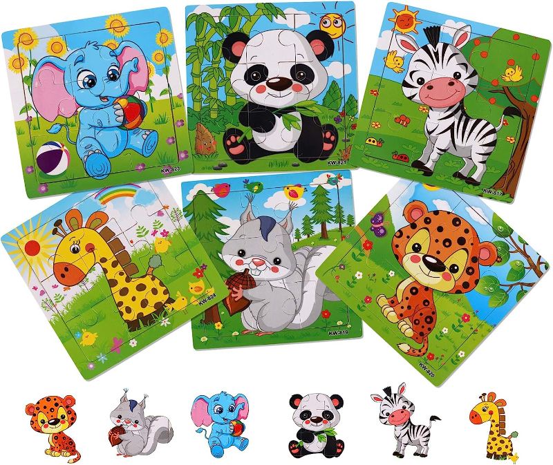 Photo 1 of NASHRIO Wooden Puzzles for Toddlers 2-5 Years Old(Set of 6), 9 Pieces Preschool Educational and Learning Animal Jigsaw Puzzle Toy Gift Set for Boys and Girls
