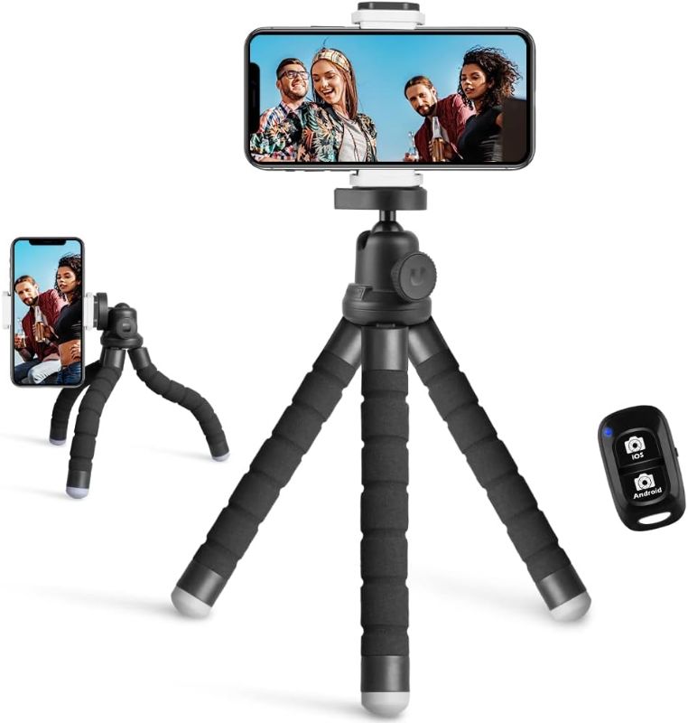Photo 1 of Phone Tripod, Portable and Flexible Tripod with Wireless Remote and Clip, Cell Phone Tripod Stand for Video Recording(Black)-TRIPOD ONLY / MAY BE MISSING PCS
