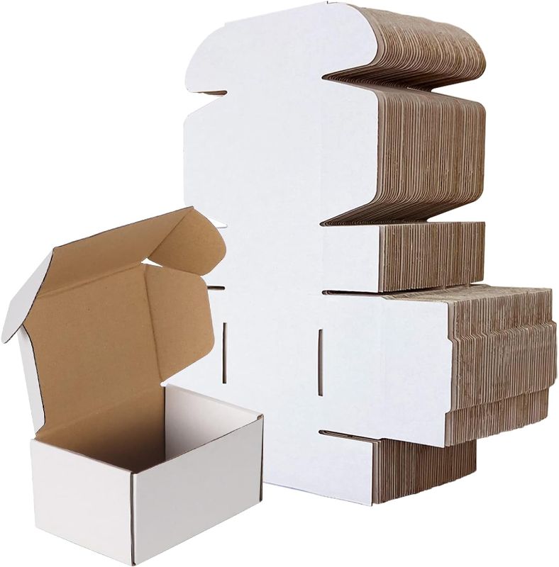 Photo 3 of 6x4x3 White Cardboard Boxes 5 PC Pack, Small Shipping Boxes for Small Business Mailing Boxes, Corrugated Packaging Boxes
