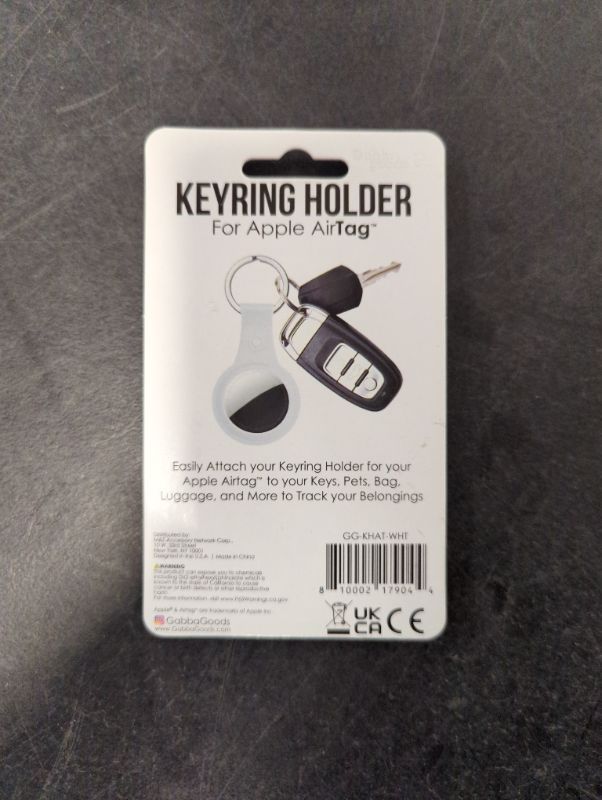 Photo 2 of Gabba Goods - Keyring Holder for Apple Air Tag - White - 1 PC PACK