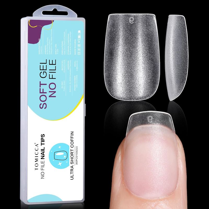 Photo 1 of TOMICCA  Soft Gel Nail Tips Medium Almond -  , 240PCS Pre-shaped No Need Nail Files and Base Coat Full Cover Soft Gel Nail Tips for Nail Extensions- FIRST PHOTO USED FOR EXAMPLE ONLY- 
