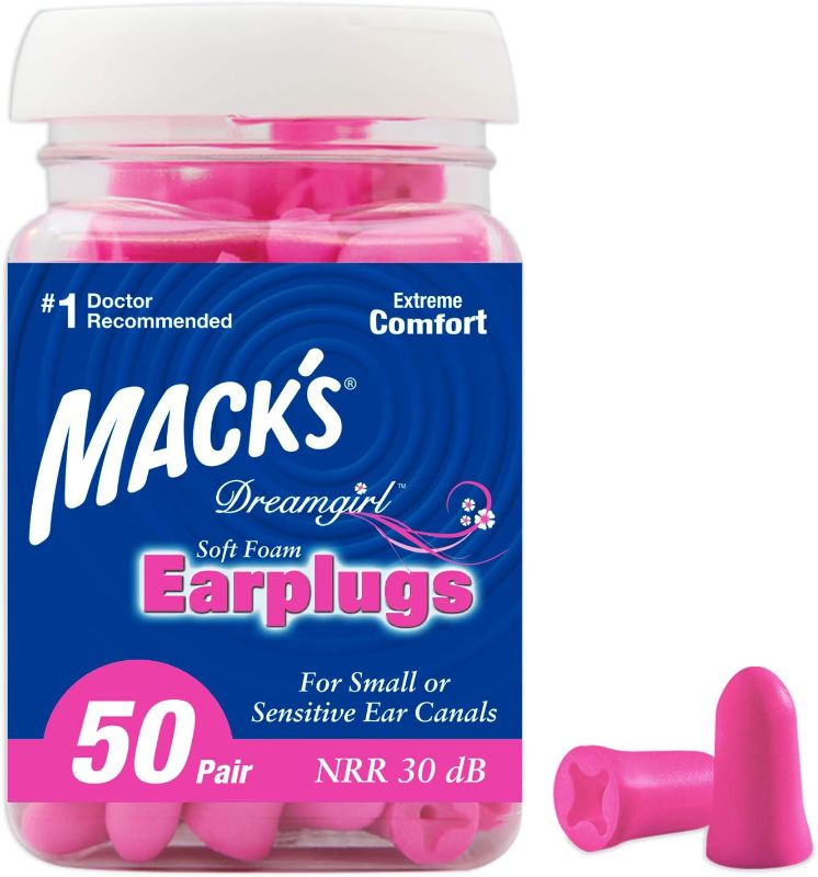 Photo 1 of Mack's Dreamgirl Soft Foam Earplugs, 50 Pair, Pink - Small Ear Plugs for Sleeping, Snoring, Studying, Loud Events, Traveling & Concerts
