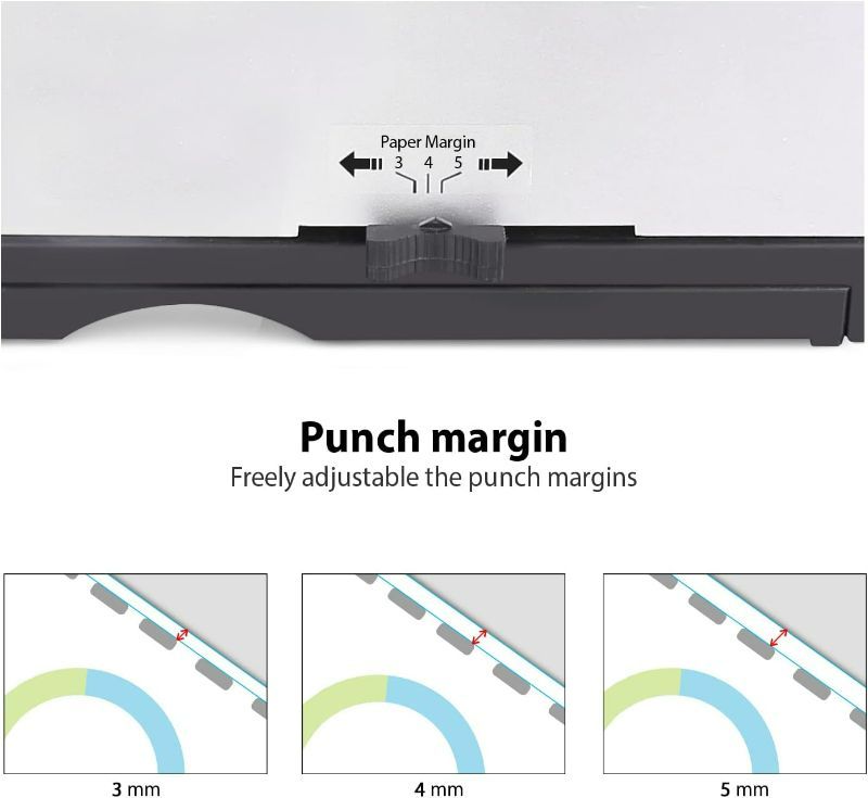 Photo 2 of MAKEASY Binding Machine, 21-Hole, 450 Sheets, Book Binding Machines with 100PCS 3/8'' Comb Bindings Spines, Comb Binding Machine for Letter Size, A4, A5 or Smaller Sizes-ITEM IS NEW BUT  MAY BE MISSING PARTS
