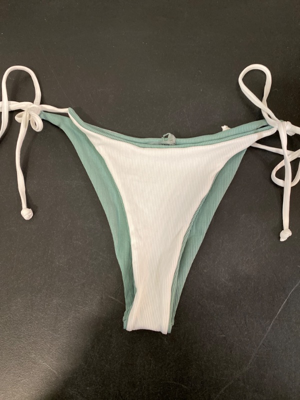 Photo 3 of Lilosy Sexy Tie Criss Cross White Turquoise Sexy Cutout Bikini Swimsuit Set 2 Piece Size L
