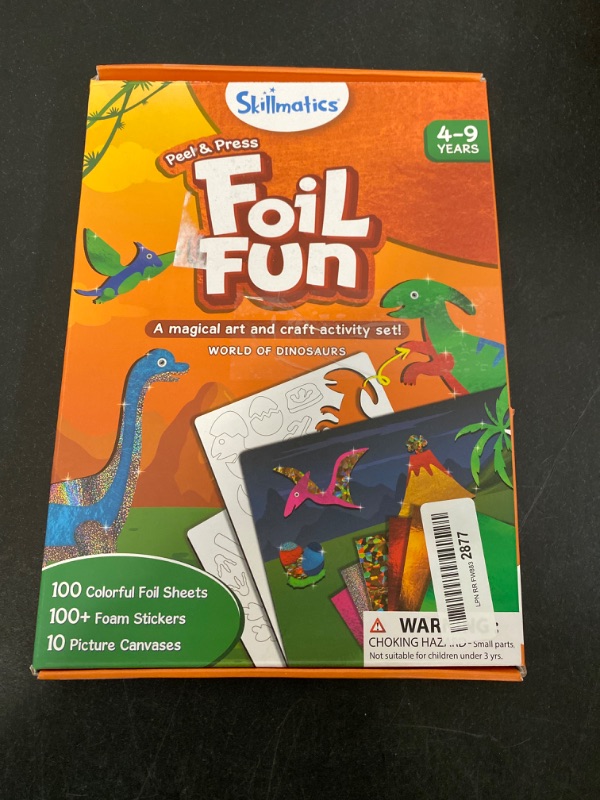 Photo 1 of Skillmatics Art & Craft Activity - Foil Fun Dinosaurs, No Mess Art for Kids, Craft Kits & Supplies, DIY Creative Activity, Gifts for Boys & Girls Ages 4, 5, 6, 7, 8, 9, Travel Toys-ITEM IS NEW BUT MAY BE MISSING PARTS

