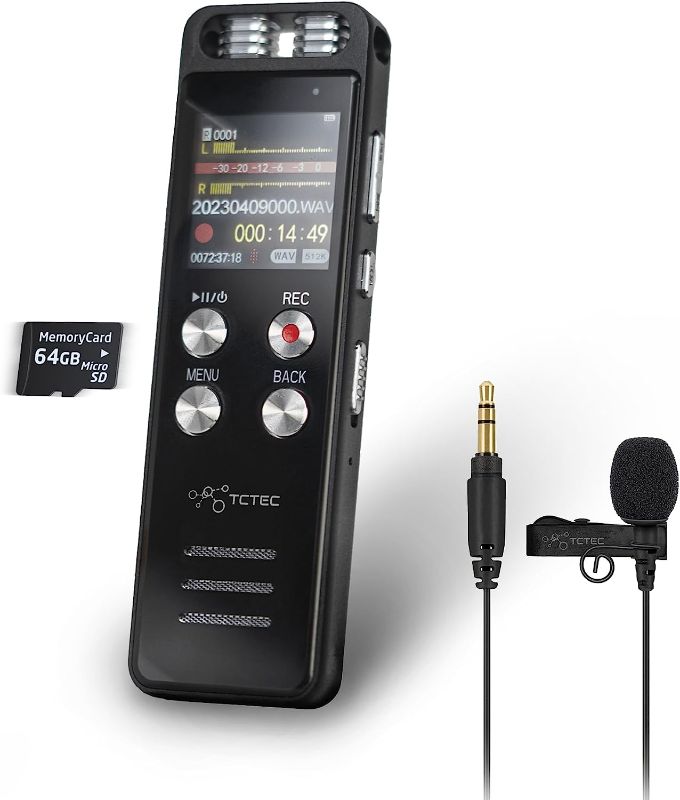 Photo 1 of 96GB TCTEC Digital Voice Recorder with 7000 Hours Recording Capacity, Audio Noise Reduction, Sound Tape Recorder with Playback, Clip-on Mic Dictaphone for Meeting, Lecture
