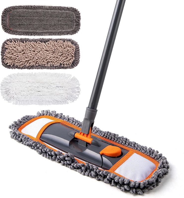 Photo 1 of CLEANHOME Mops for Floor Cleaning with 3 Different Washable Mop Pads and Extendable 55” Long Handle, Multifunction Dust Mop for Hardwood,Marble,Tile Floor Mopping-ITEM IS NEW BUT MAY BE MISSING PARTS

