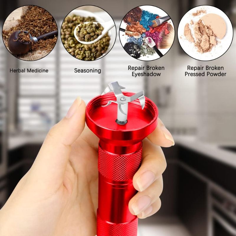 Photo 2 of BLOCE Electric Herb Grinder, Electric Grinder for Spice with Cleaning Brush and Spoon, Portable Chopper Fine Grinder Kit (Red)
