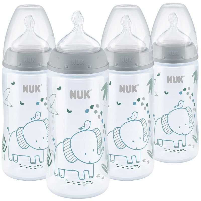 Photo 1 of NUK Smooth Flow Anti Colic Baby Bottle, 10 oz, 3 Pack, Elephant,3 Count (Pack of 1)
