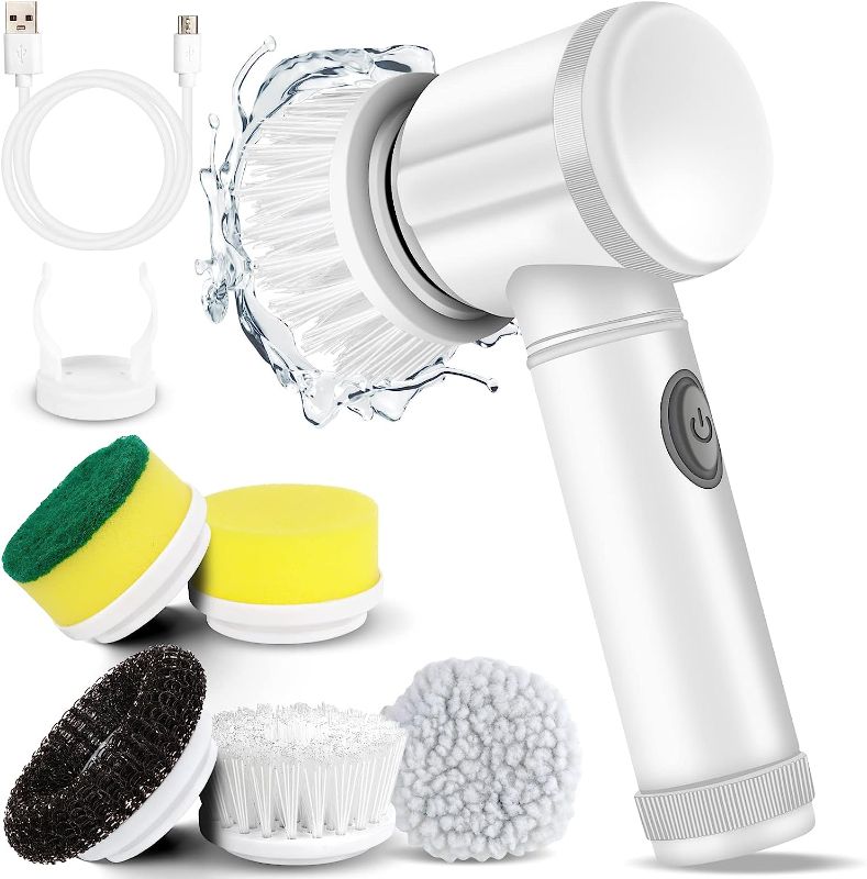 Photo 1 of LEKISHE Electric Spin Scrubber Electric Cleaning Brush Cordless Power Scrubber with 5 Replaceable Brush Heads Handheld Power Shower Scrubber for Bathtub, Floor, Wall, Tile, Toilet, Window, Sink-ITEM IS NEW BUT MAY BE MISSING PARTS

