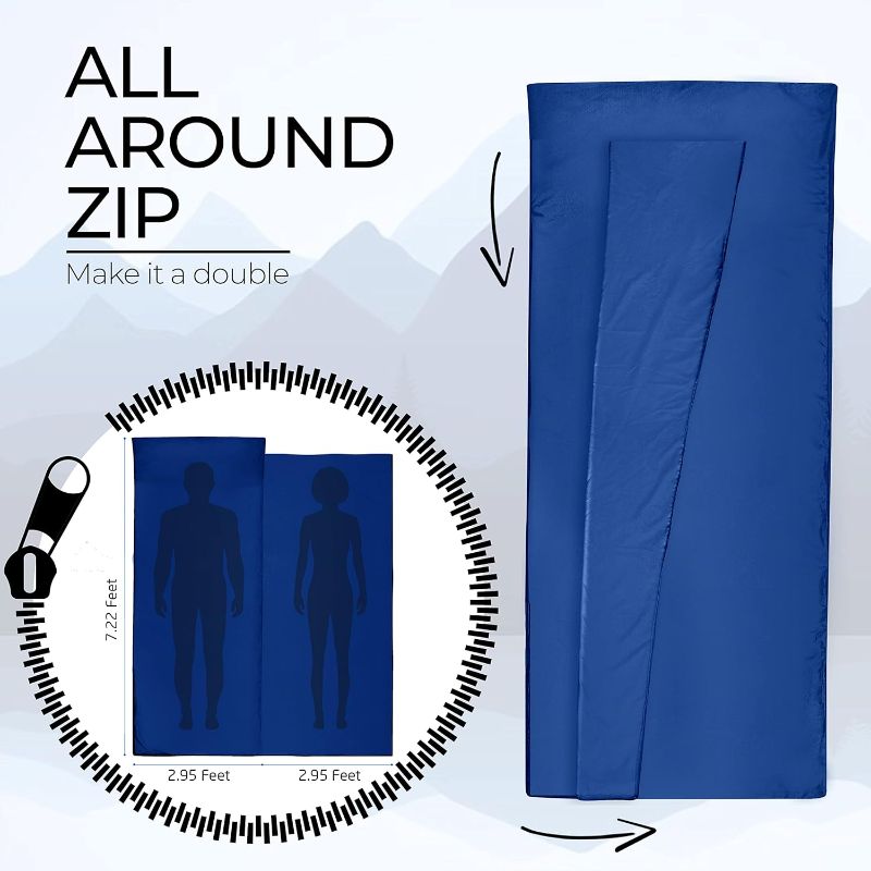 Photo 2 of MIQIO Sport 2-in-1 Sleeping Bag Liner and XL Sized Travel Sheet - Ultra Lightweight Sleep Liner Double Travel Bed Sheet - Inlett Inlay
