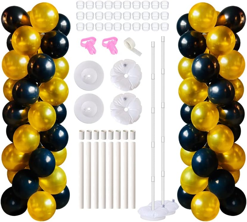 Photo 1 of Balloon Column Kit, 5 feet Balloon Stand Tower with Base Pole PVC Pipe & Balloon Sticks Rings for Weddings Birthday Christmas Party Decorations, 2 Set
