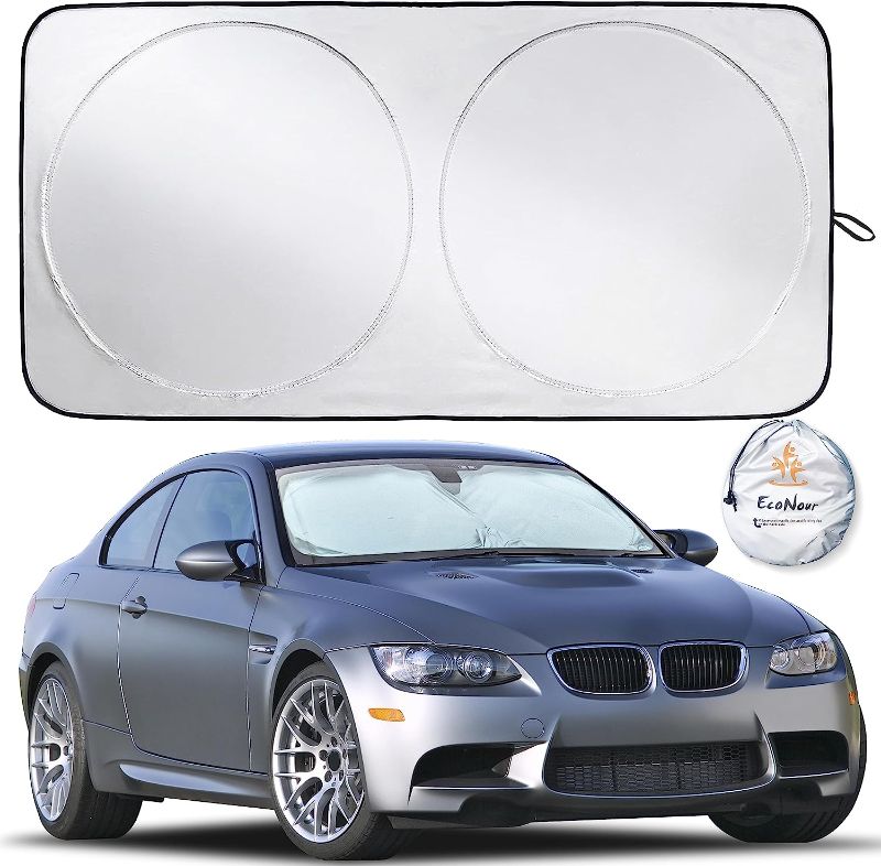 Photo 1 of Car Windshield Sun Shade - Blocks UV Rays Sun Visor Protector, Sunshade To Keep Your Vehicle Cool And Damage Free, Easy To Use, Fits Windshields of Various Sizes- Universal Fit
