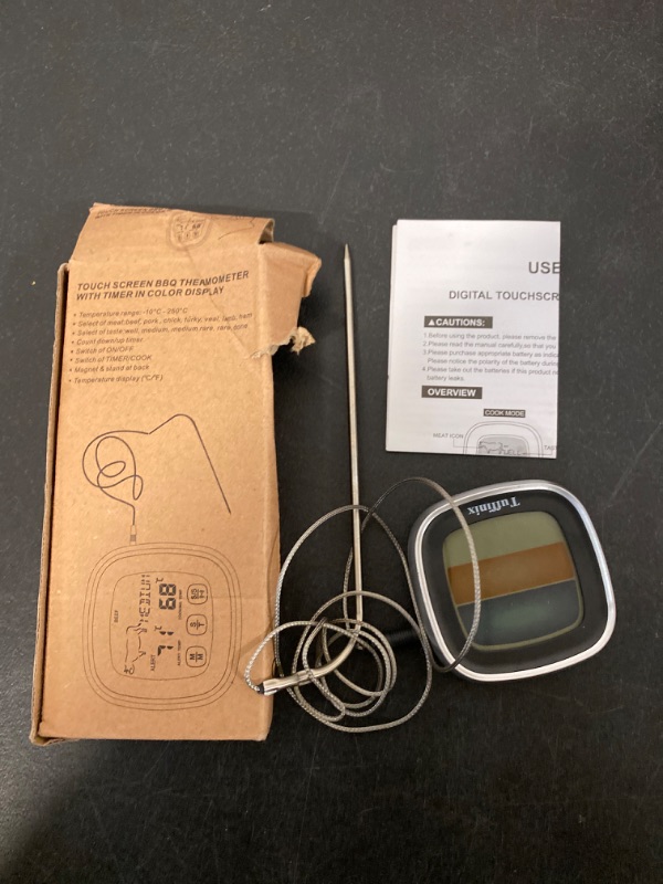 Photo 4 of Digital Touchscreen Meat Food Thermometer - Tuffinix Instant Read Meat Thermometer 40in Probe Kitchen Cooking Thermometer with Timer Function Oven Safe for BBQ Frying Pan Smoker Cooking-BOX HAS BEEN OPENED / MAY BE MISSING PCS

