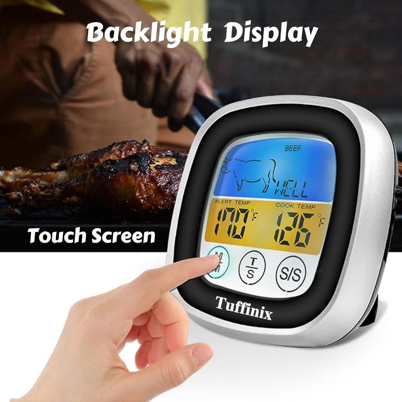 Photo 3 of Digital Touchscreen Meat Food Thermometer - Tuffinix Instant Read Meat Thermometer 40in Probe Kitchen Cooking Thermometer with Timer Function Oven Safe for BBQ Frying Pan Smoker Cooking-BOX HAS BEEN OPENED / MAY BE MISSING PCS

