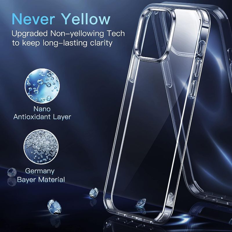 Photo 2 of LETSCOM- Crystal Clear Designed for iPhone 12 Pro Max Case, [Not Yellowing] [Military Drop Protection] Shockproof Protective Phone Case 6.7 inch 2020 (Clear)
