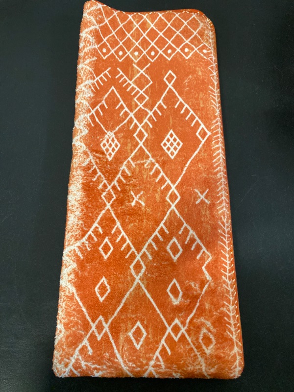 Photo 1 of 4 FT Soft Orange Indian Pattern Decor Home - Living Room / Bedroom Rug Mat with Grip Bottom