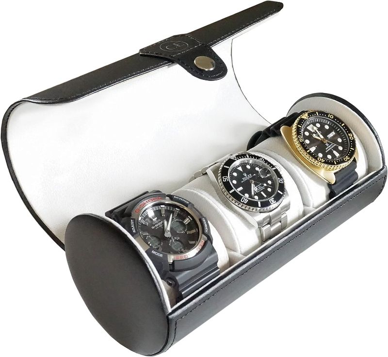 Photo 1 of Travel Watch Case Roll Organizer for Men | Vegan Faux Leather Watch Display Case | Watch Display, Storage & Holder | Watch Case for Men's Watch Collection | Watch Holder for Men | Black
