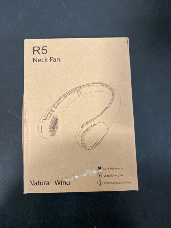 Photo 5 of R5 Neck Fan, Bladeless Neck Fan,Upgraded 5200mAh,Long Endurance,Upgraded air volume,Easier to Use,360° Cooling,No Hair Twisting,Non-Slip Material,Rechargeable,3-Speed

