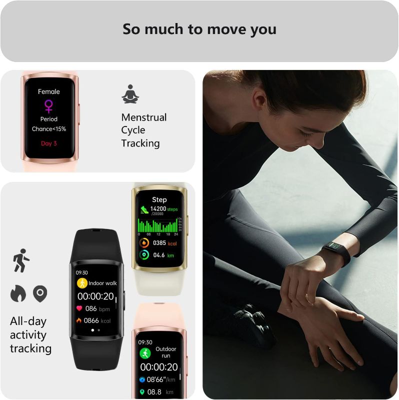 Photo 3 of PIVHH - Fitness Tracker with 24/7 Heart Rate and Blood Pressure Monitor, Blood Oxygen HRV Sleep Tracking Smart Watch, Calorie Step Counter IP68 Waterproof Pedometer Activity Tracker for Women Men- Black
