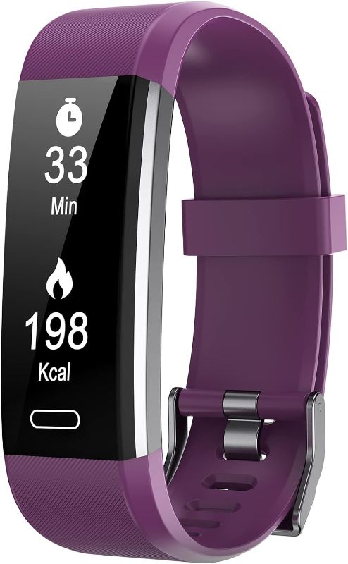 Photo 1 of PIVHH Fitness Tracker with Heart Rate Monitor, 14 Sports Modes Fitness Watch, Pedometer Watch with Sleep Monitor & Step/Calorie Counter, Waterproof Activity Tracker for Women Men Teens-Grape Purple