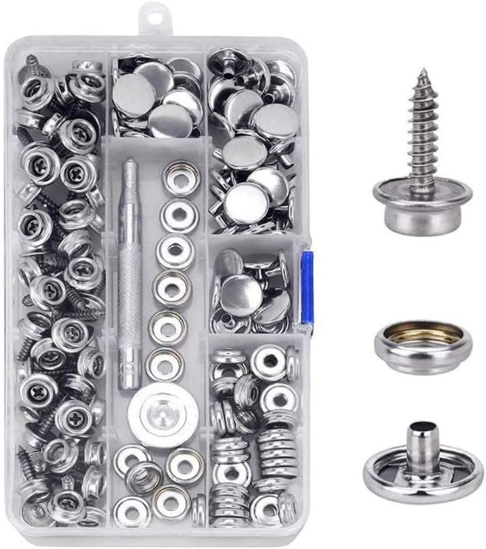 Photo 1 of CENOZ 150 PCS Canvas Snap Kit Tool, Metal Screws Snaps Marine Grade 3/8" Socket Stainless Steel Boat Canvas Snaps with 2 PCS Setting Tool for Boat Cover Furniture (150 PCS)
ITEM IS NEW BUT MAY BE MISSING PARTS
