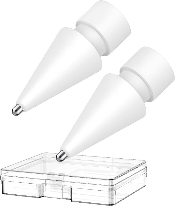 Photo 1 of DELIDIGI- 2 Pack Pencil Tips for Apple Pencil 2nd Gen and 1st Gen, Upgraded Metal Wear-Resistant Pen Like Tips, Fine Point Precise Control Tips for Apple Pencil (White 1.3mm)
