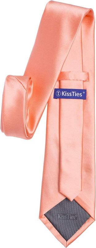 Photo 3 of KissTies Solid Satin Tie Pure Color Necktie Mens Ties + Gift Box
