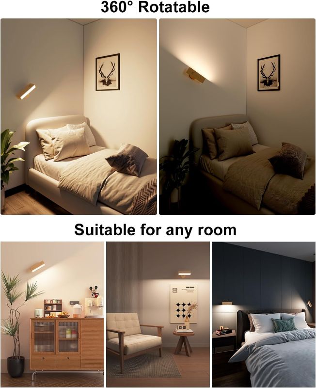 Photo 3 of YiLaie Battery Operated Wall Sconce,Wireless Rechargeable Wall Sconce,Wall Mounted Reading Light,Dimmable Magnetic Wall Mounted Lamp,LED Wall Lights Rotatable for Bedroom,Living Room(1 Pack)-ITEM IS NEW BUT MAY BE MISSING PARTS

