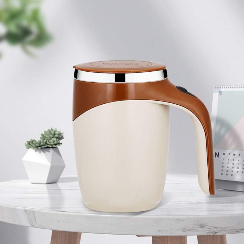 Photo 2 of Self Stirring Coffee Mug 1 Piece Rotating Home Office Travel Stirring Mug Automatic Magnetic Mug Stirring Coffee Mug Self Stirring Stainless Steel Mug Christmas Gift Birthday Gift (Coffee)
