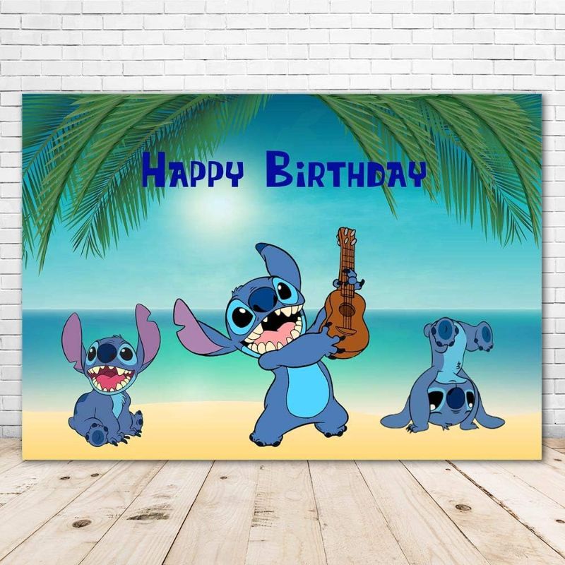 Photo 1 of STITCH- Backdrop Tropical Luau Background Cartoon Monster Stitch Background for Baby Shower Summer Beach Backdrops for Kids Party- Size Unknown-ITEM IS NEW BUT MAY BE MISSING PARTS-FIRST PHOTO USED FOR EXAMPLE ONLY

