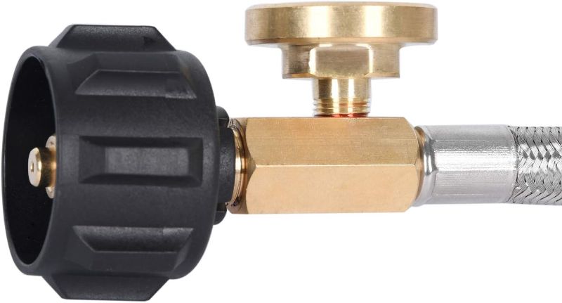 Photo 3 of GASSAF- 5FT Propane Hose, Propane Adapter Hose with Gauge, 1lb to 20lb Propane Tank Adapter for Weber Q Series Grill, Heater, Blackstone Griddles, Camp Stove
